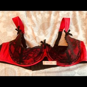 Red sexy open cup bra